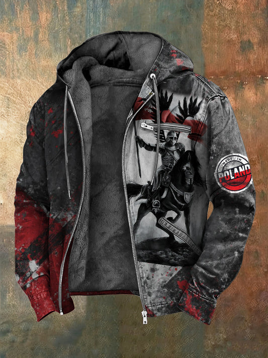 Męska klasyczna polska kurtka z kapturem z nadrukiem "Made In Poland"