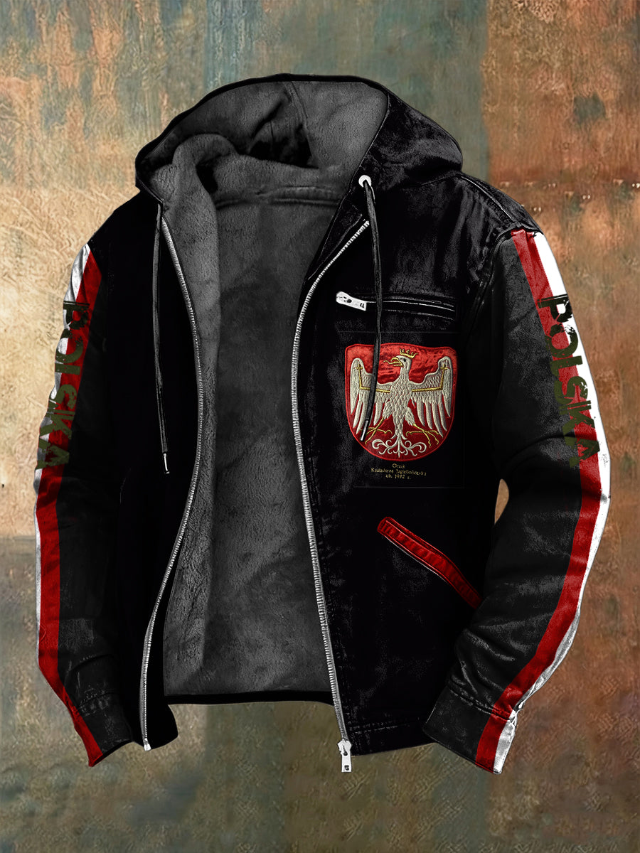 Kurtka z kapturem z polarową podszetką Retro Orła Polskiego