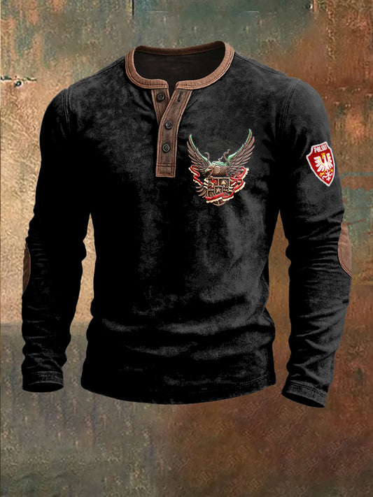 Męska czarna bluza z patchworkiem w stylu vintage