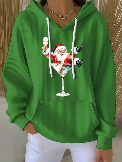 Damska bluza z kapturem z nadrukiem Świętego Mikołaja