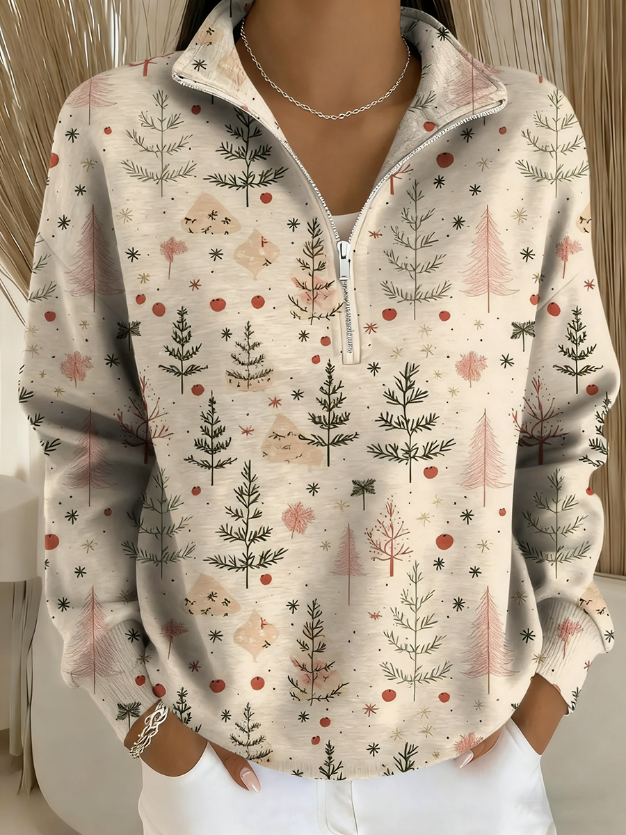 Damski top z długim rękawem z nadrukiem Wesołych Świąt