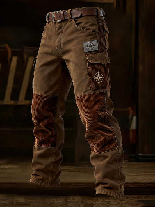 Męskie spodnie robocze retro styl biznesowy na co dzień