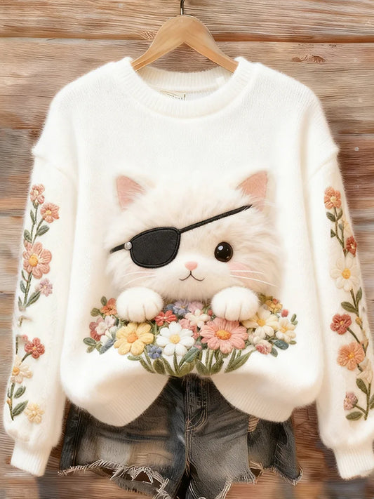 Damskie Retro Animal Art Print Casual Top flanelowy