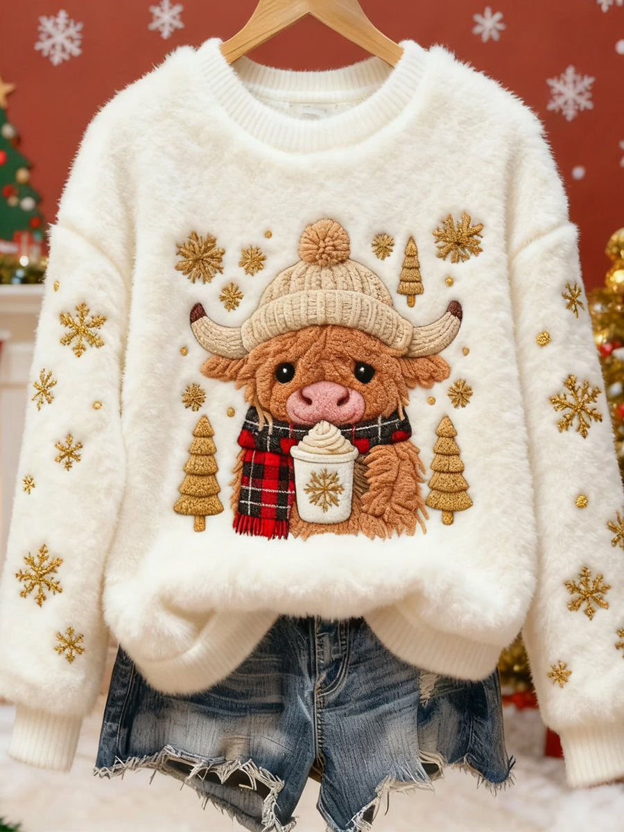 Damskie Retro Animal Art Print Casual Top flanelowy