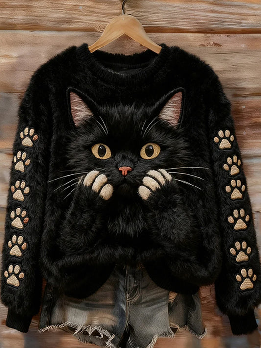 Damskie Retro Animal Art Print Casual Top flanelowy