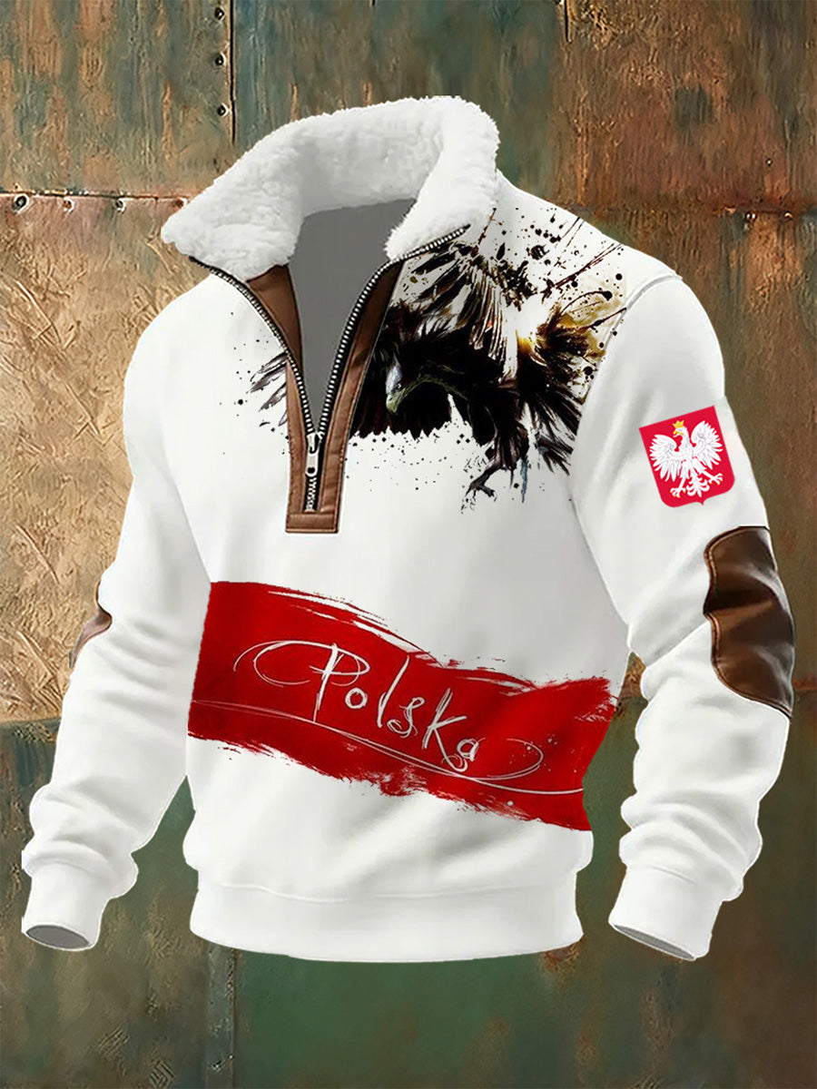 Męska bluza z polskim nadrukiem Stojący kołnierzyk