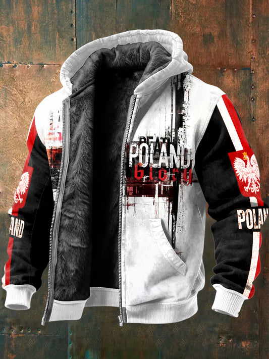 Męska kurtka z polarowym nadrukiem motocyklowym