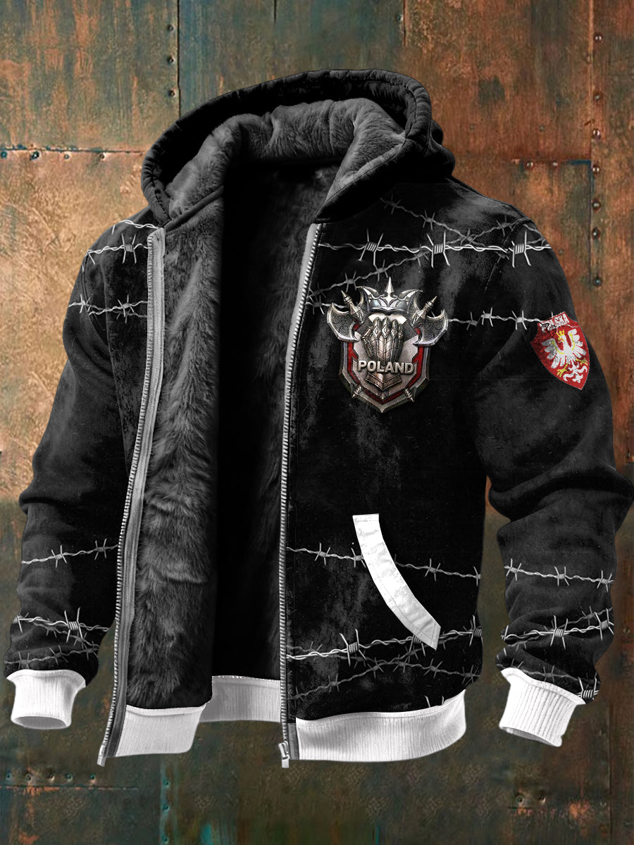 Polska kurtka z polarowym nadrukiem w kolorze czarnym