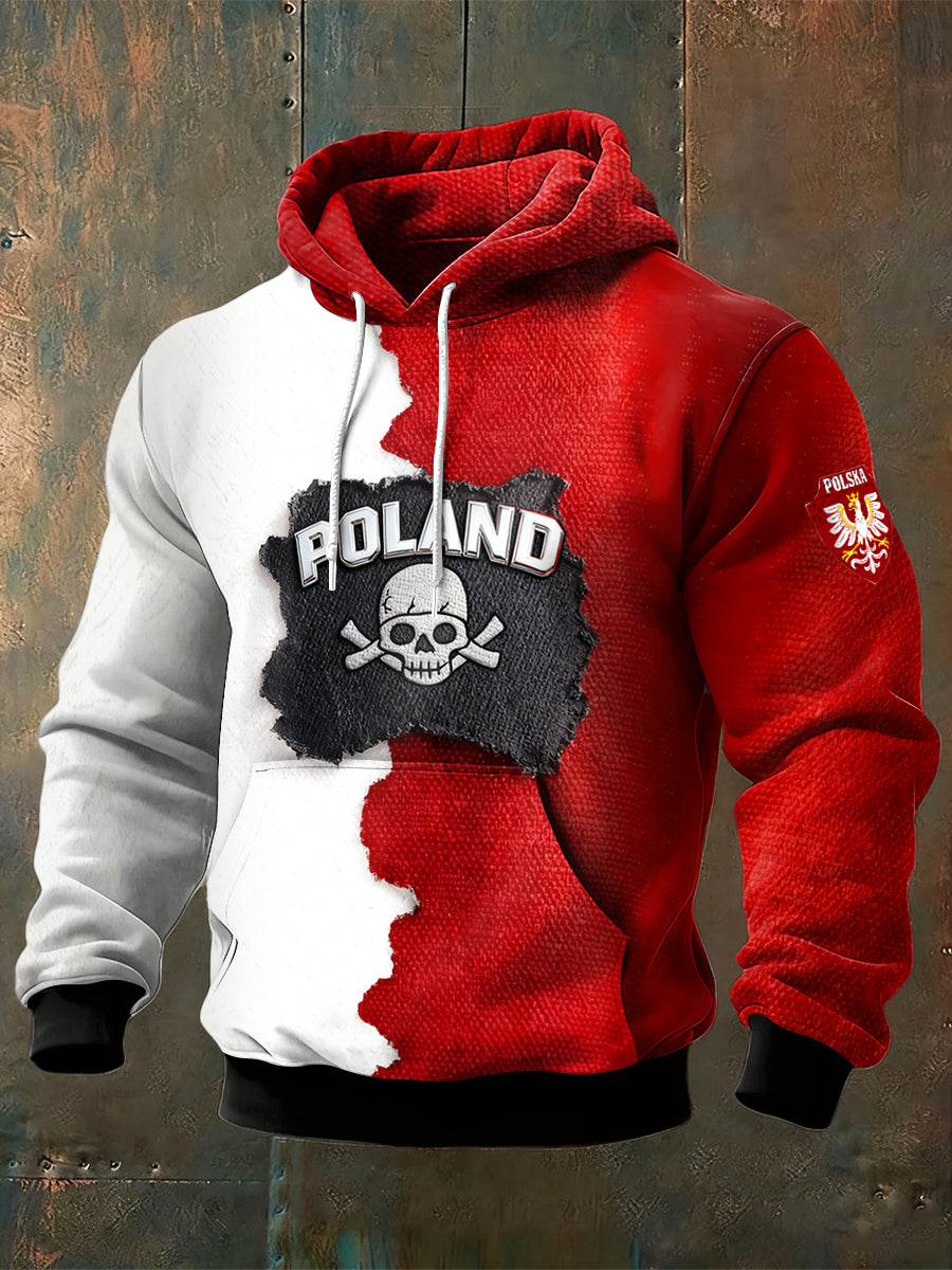 Męska bluza z patchworkiem z nadrukiem polskiej flagi