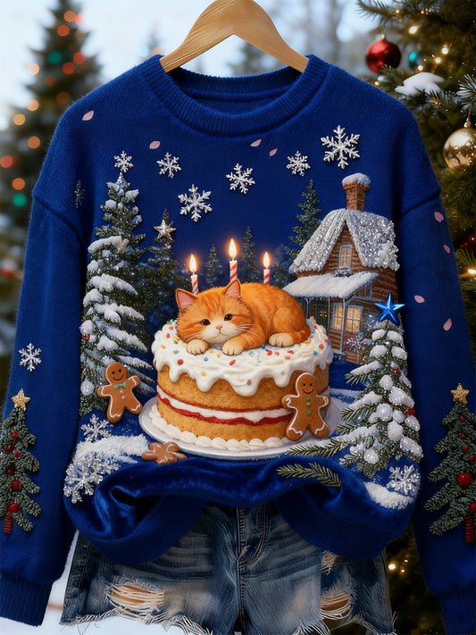 Damskie Retro Animal Boże Narodzenie Art Print Casual Top flanelowy