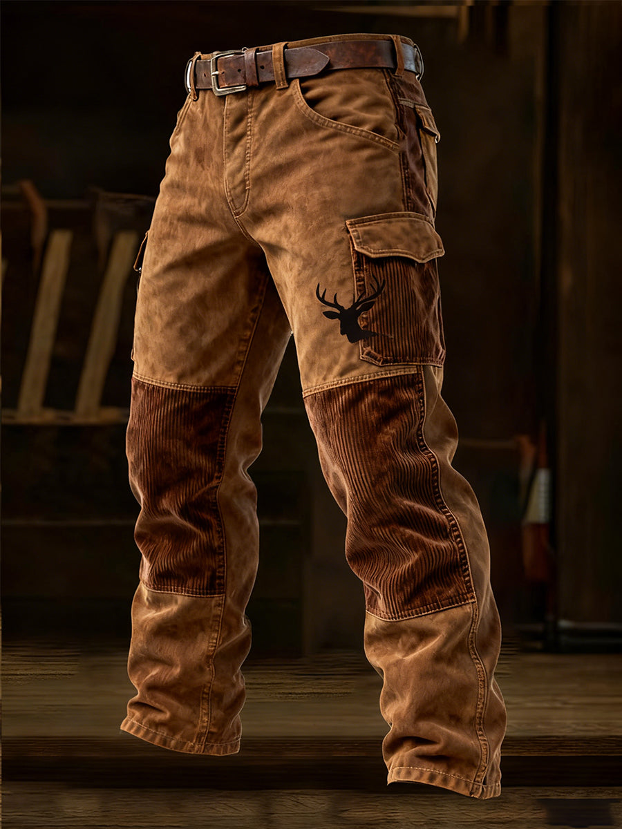 Męskie spodnie robocze retro styl biznesowy na co dzień