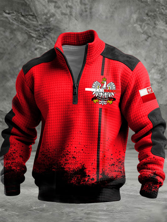 Retro Polski Orzeł Flaga Gradient Bluza z kapturem