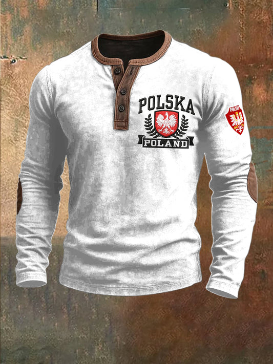 Męska flaga Polska Biała patchworkowa bluza