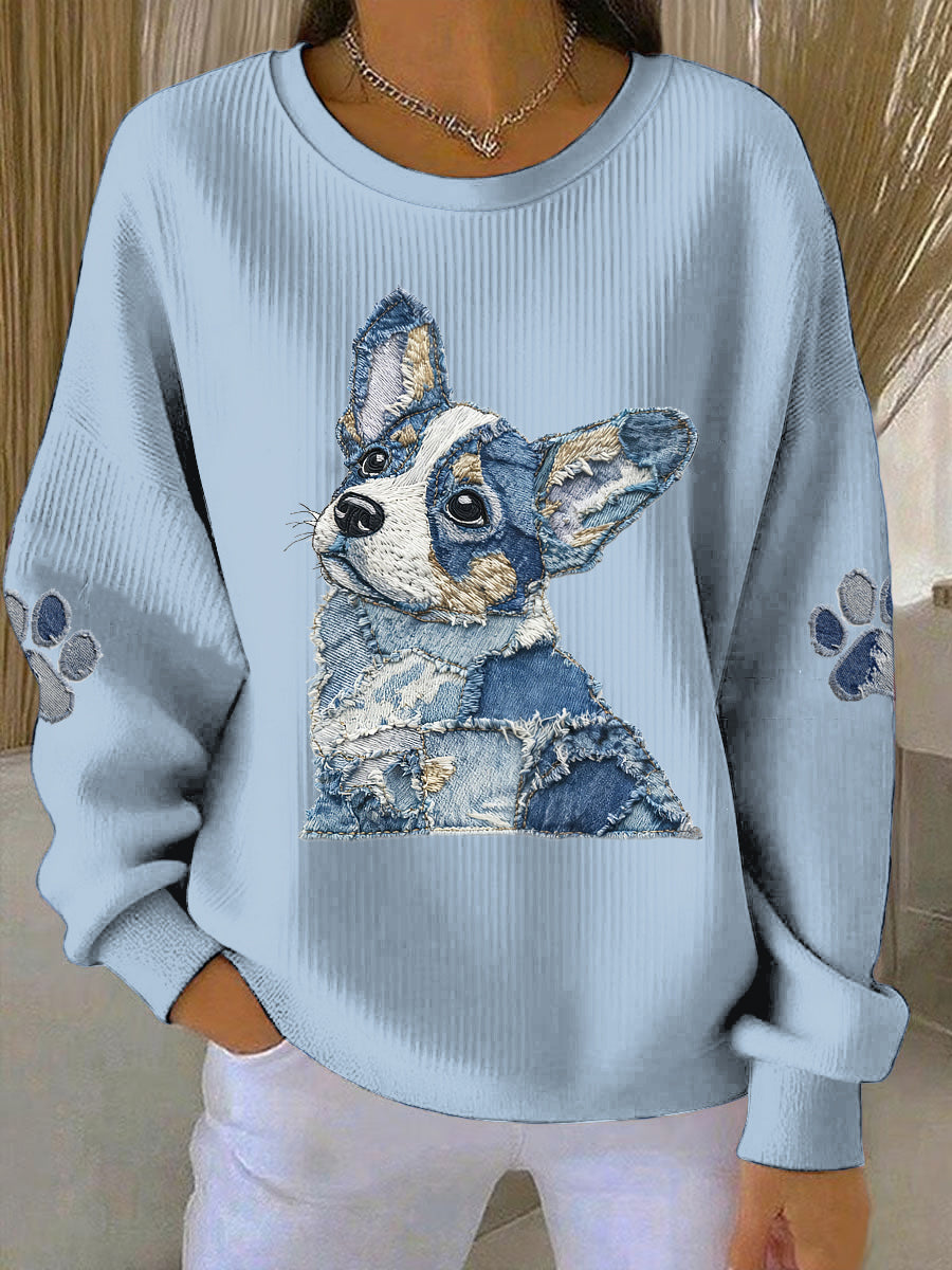 Damska bluza z długim rękawem z okrągłym dekoltem z nadrukiem zwierząt