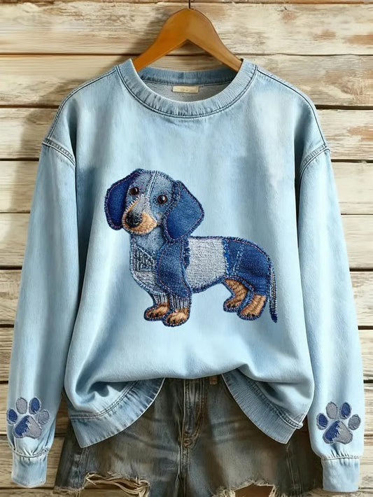 Damska bluza z denimem z nadrukiem Art Dog