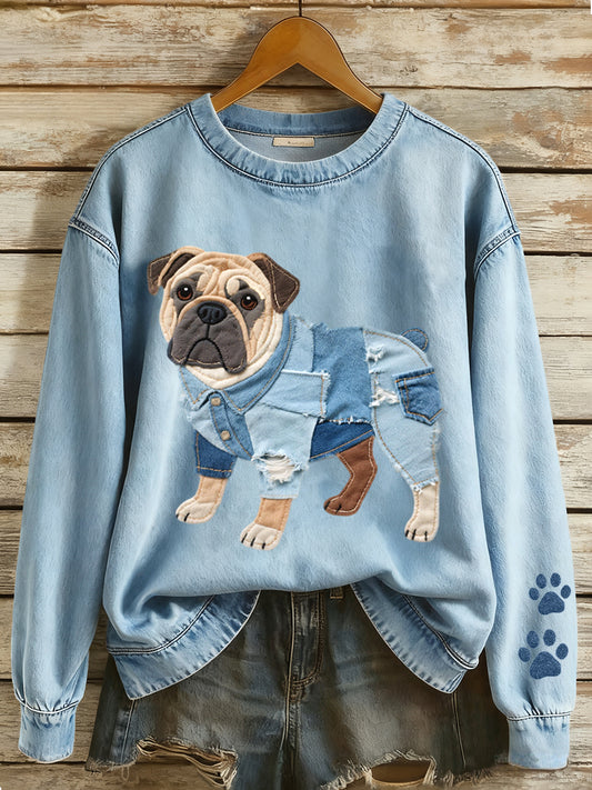 Damska urocza bluza z patchworkiem Bulldog