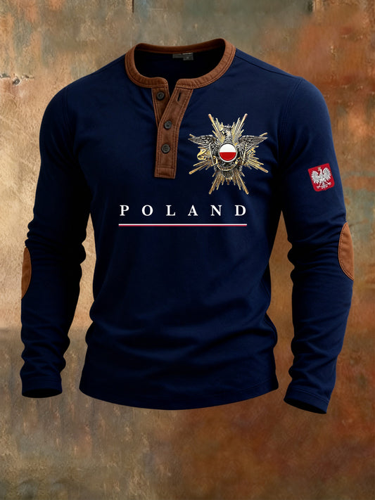 Męska koszulka z długim rękawem z nadrukiem polskim