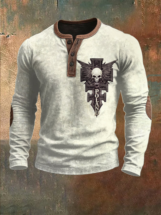 Męska polska czaszka z nadrukiem krzyża Patchwork bluza