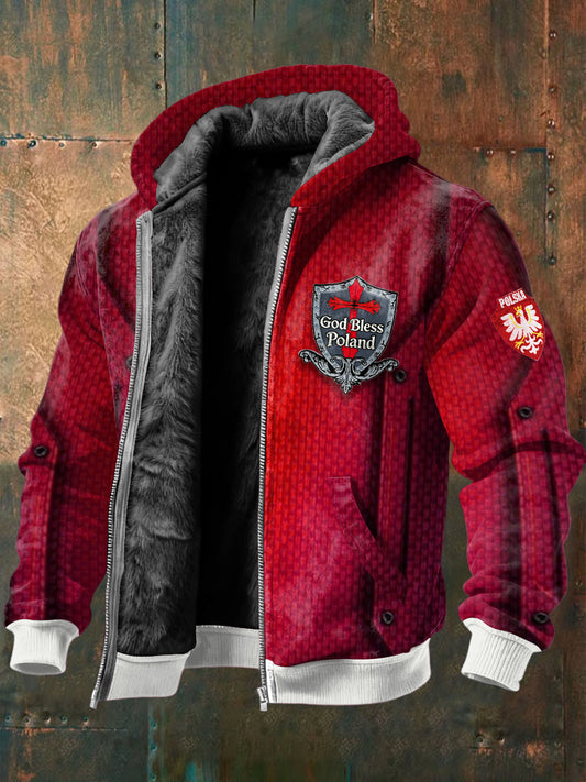 Męska polska burgundowa kurtka z polarem