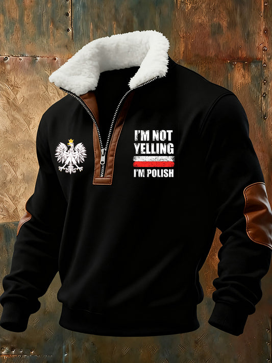 Wygodna bluza ze stand-up z kołnierzem męską polską flagą