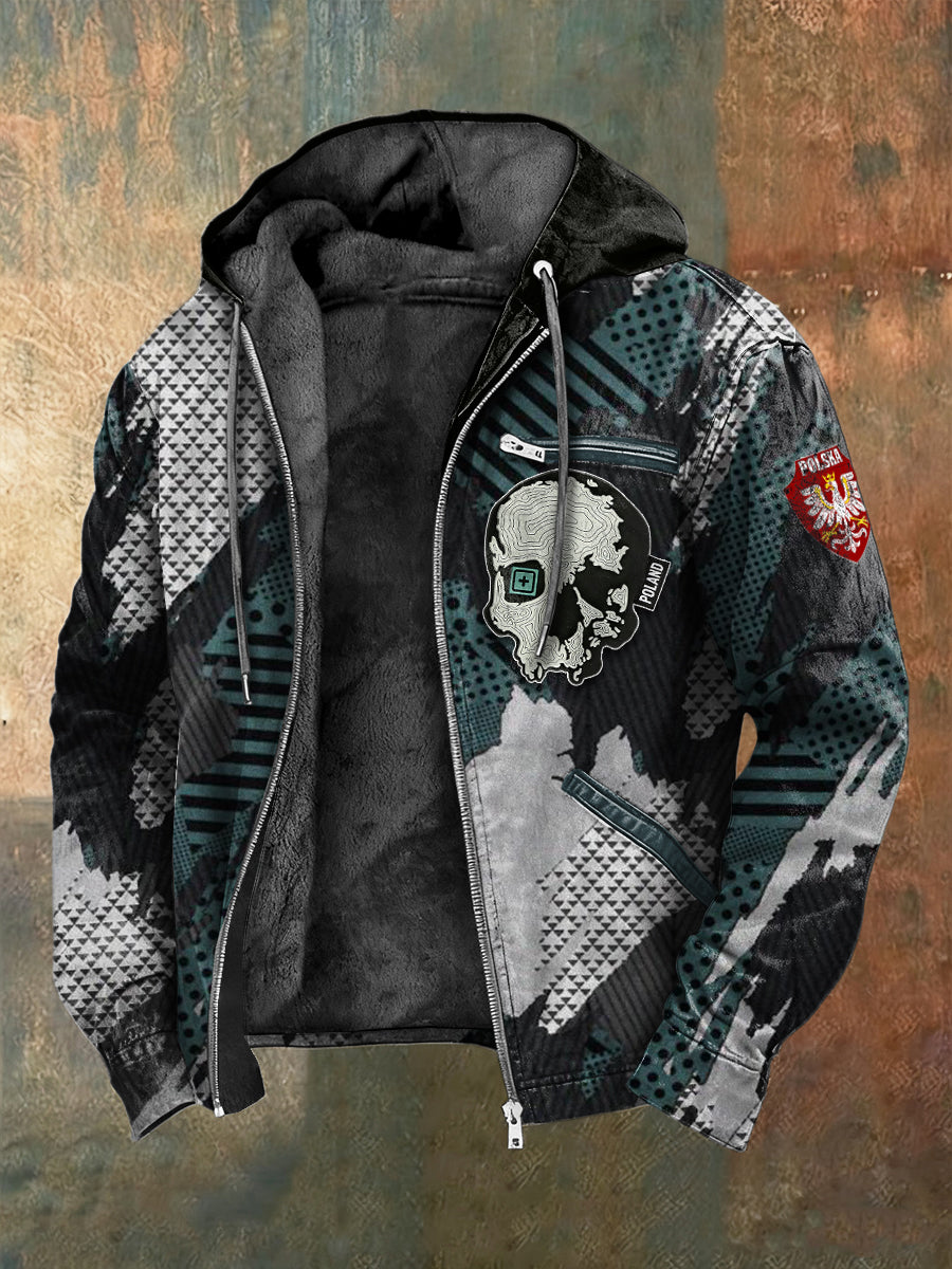 Fajna kurtka z polarową podszetką męska czaszka polska