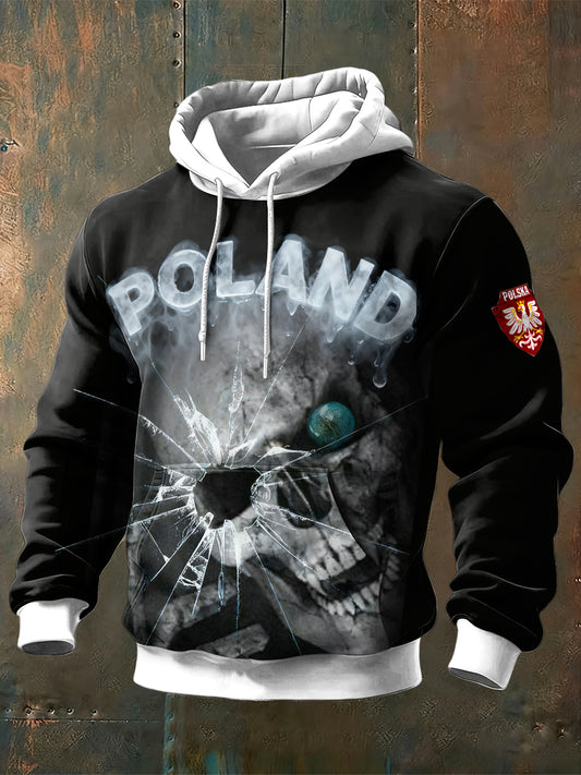 Czarna bluza męska Polska z nadrukiem czaszki
