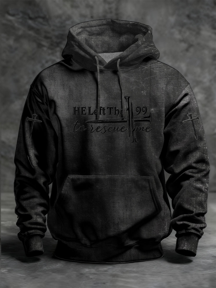 Męskie Vintage Faith Casual Luźna bluza z kapturem