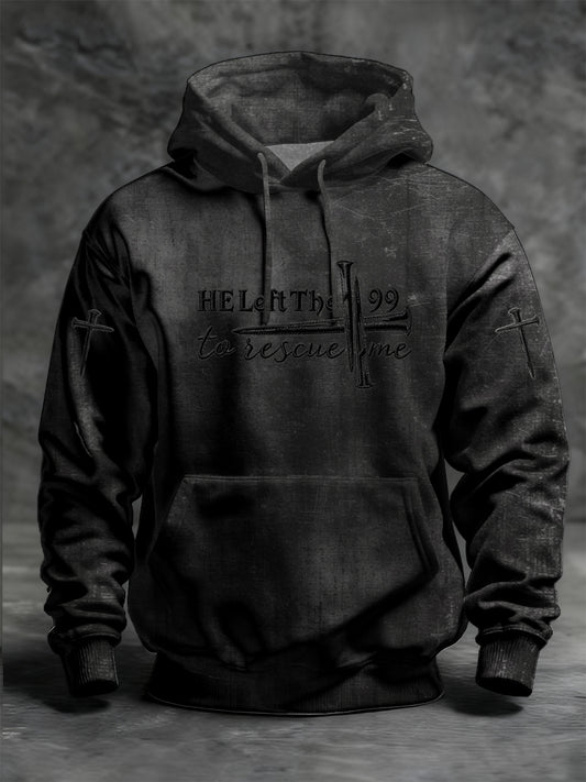 Męskie Vintage Faith Casual Luźna bluza z kapturem