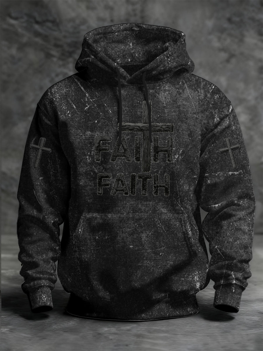 Męskie Vintage Faith Casual Luźna bluza z kapturem