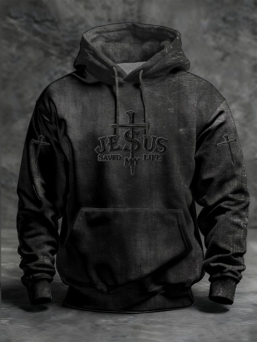 Męskie Vintage Faith Casual Luźna bluza z kapturem