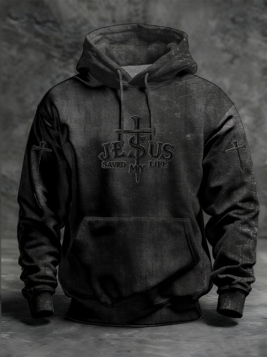 Męskie Vintage Faith Casual Luźna bluza z kapturem