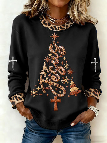 Damska świąteczna bluza z nadrukiem w stylu cross