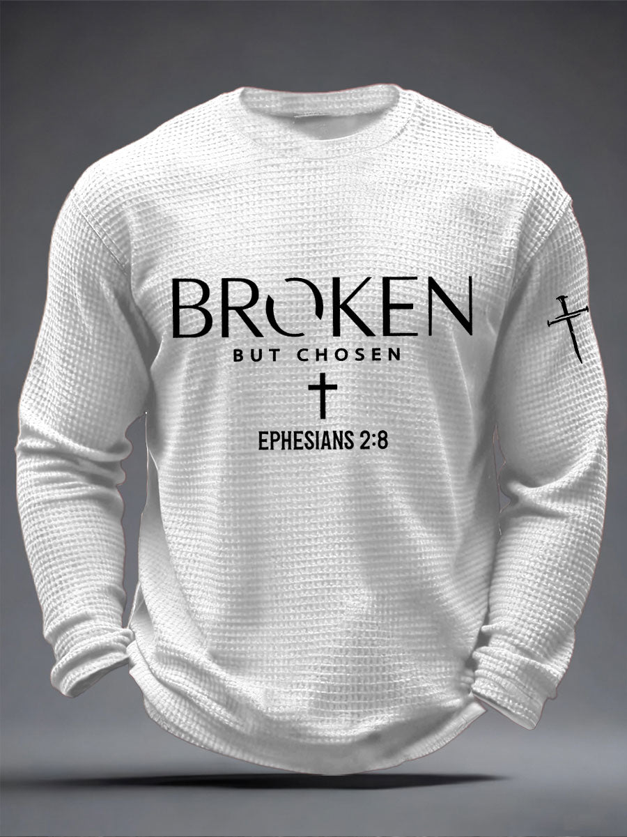 Męska koszulka z krzyżem wafel print casual