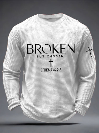 Męska koszulka z krzyżem wafel print casual