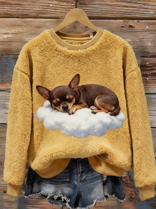 Damskie Retro Animal Boże Narodzenie Art Print Casual Top flanelowy