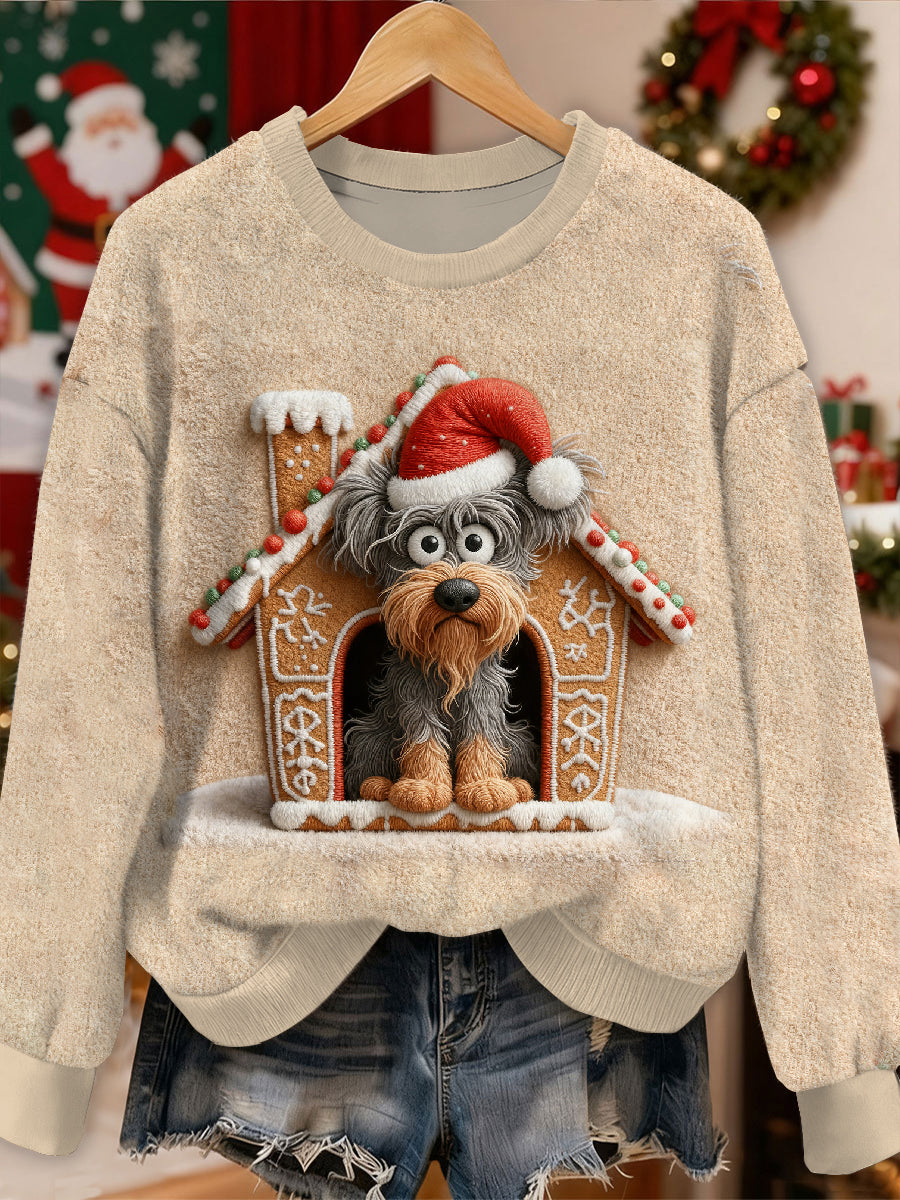 Wspaniały Boże Narodzenie wzór kota Casual Bluza z długim rękawem