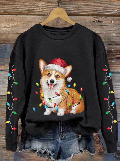 Damska świąteczna bluza Corgi z nadrukiem Corgi