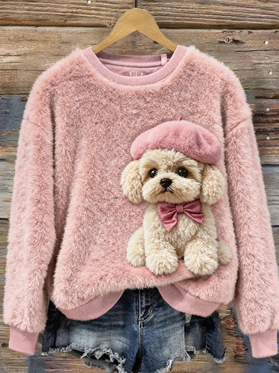 Damskie Retro Animal Boże Narodzenie Art Print Casual Top flanelowy