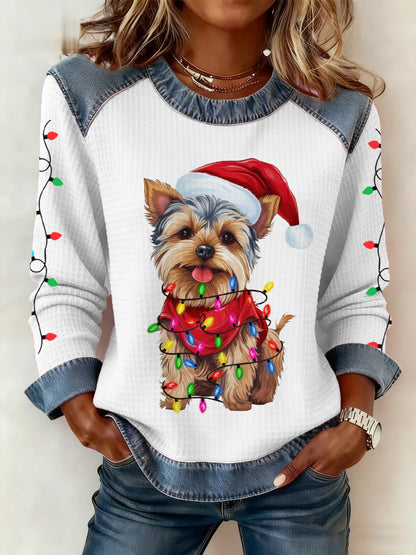 Damski jeansowy top patchworku