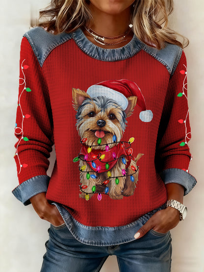 Damski jeansowy top patchworku