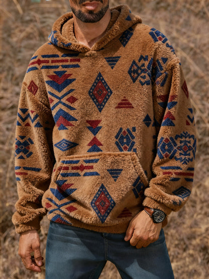 Męska bluza z kapturem w stylu vintage Western z nadrukiem