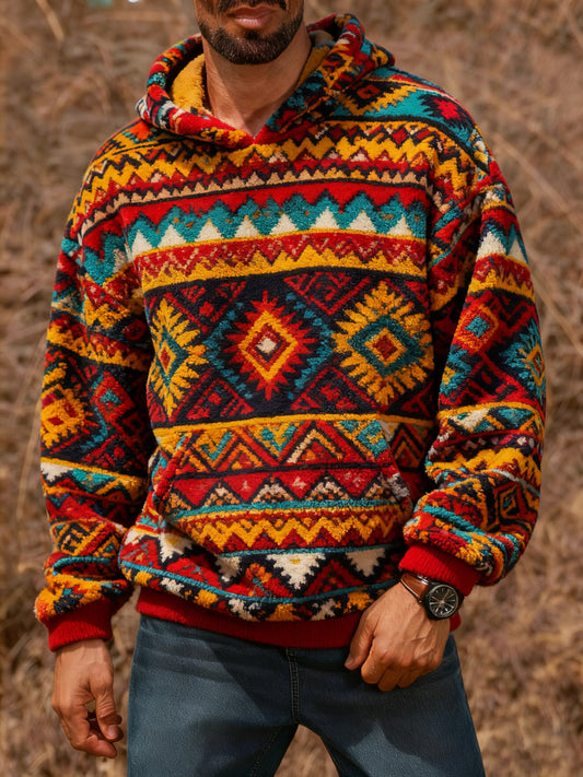 Męska bluza z kapturem w stylu vintage Western z nadrukiem