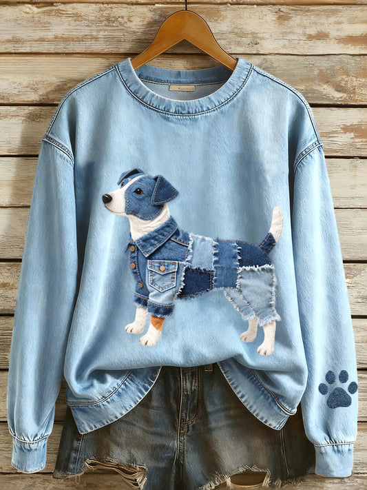 Damska bluza z motywem patchworku Jack Russell Terrier z motywem psa