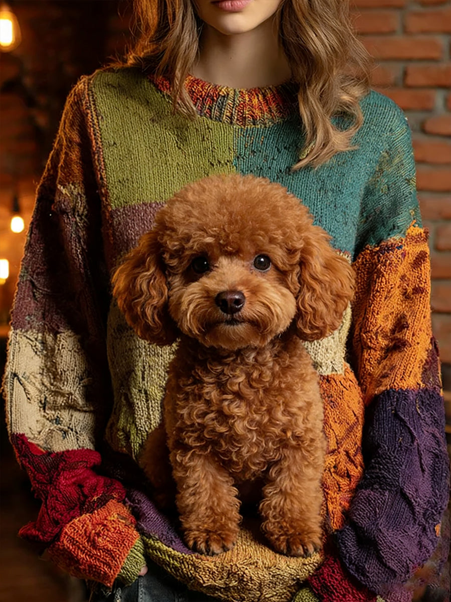 Damski retro zwierzęcy top z dzianiny na co dzień