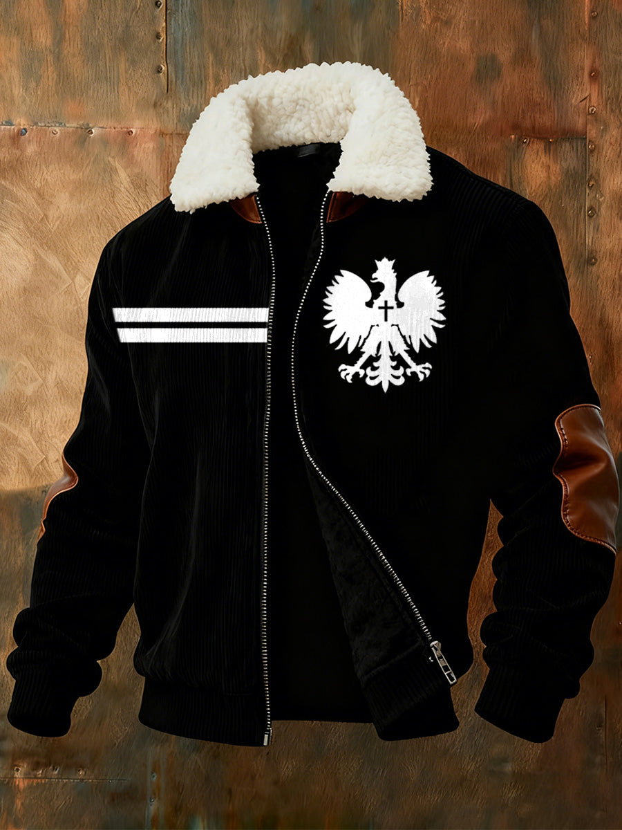 Kurtka zapinana na zamek z polskim nadrukiem i kołnierzem