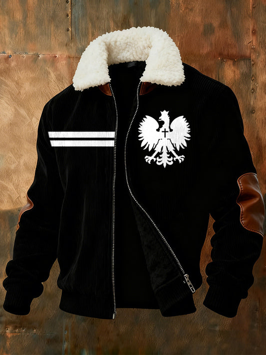 Kurtka zapinana na zamek z polskim nadrukiem i kołnierzem