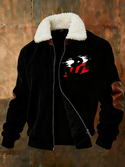 Kurtka zapinana na zamek z polskim nadrukiem i kołnierzem