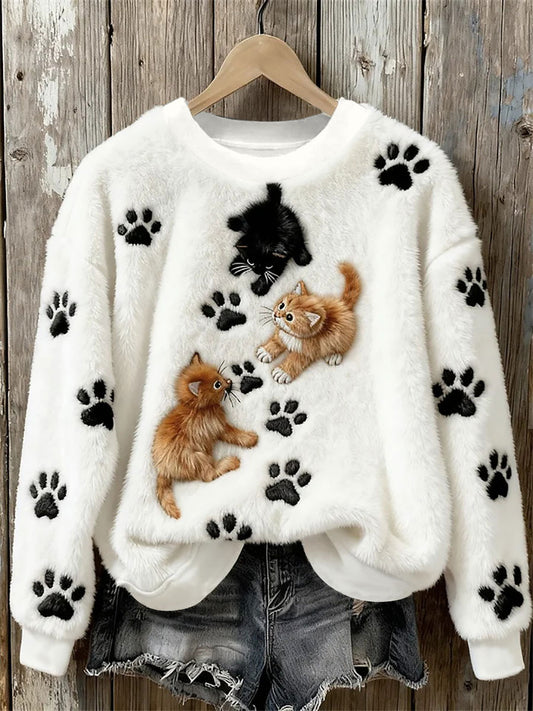 Damski top z nadrukiem w stylu cat