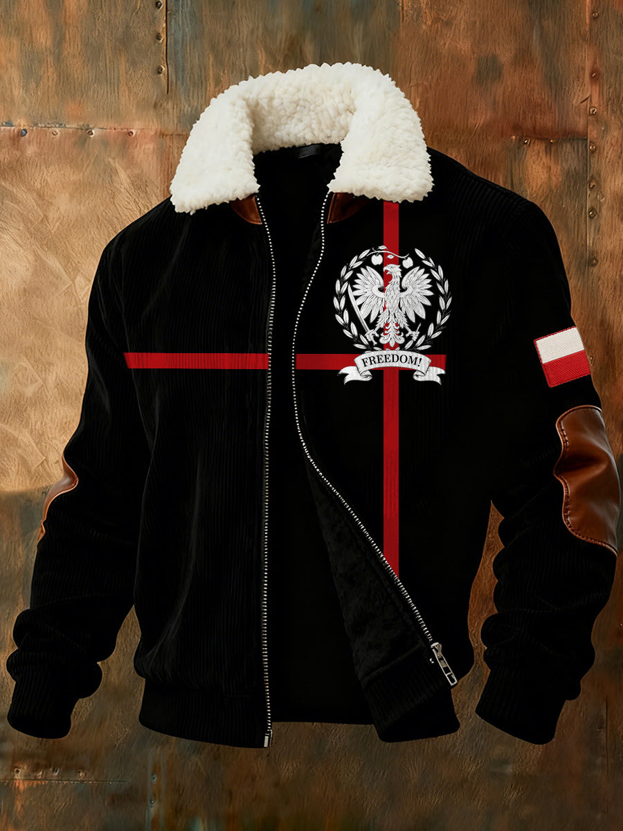 Ciepła kurtka męska z nadrukiem polskiej flagi