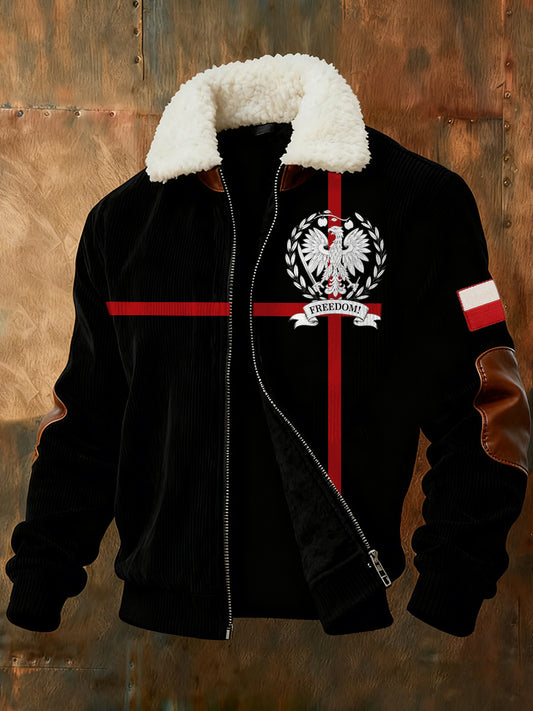 Ciepła kurtka męska z nadrukiem polskiej flagi